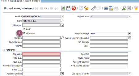 Saisir/modifier un compte bancaire.